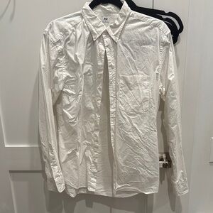 Uniqlo White Casual Button Down Shirt Classic Cotton